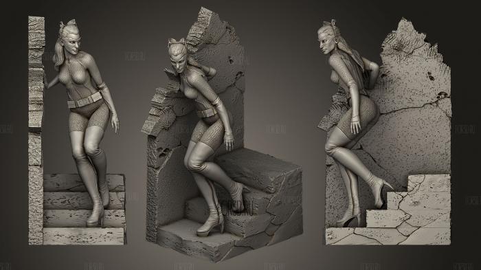 Catwoman Statue Wall stl model for CNC