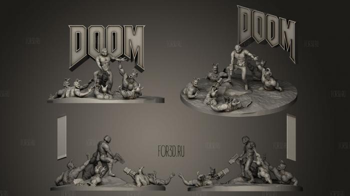 Doom 1 Box Cover Classic Diorama stl model for CNC
