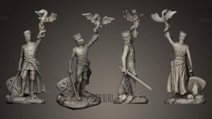 Fantasy crusader and his familiar stl model for CNC