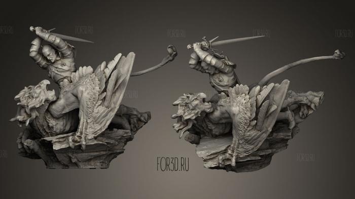 Geralt Battling a Griffin statue 3d stl модель для ЧПУ