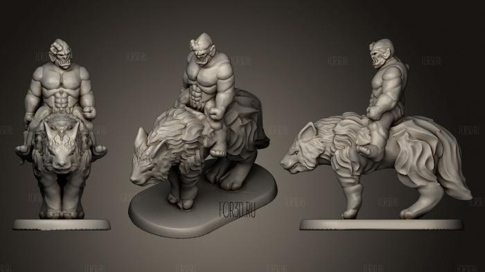 Trollspawn Wolf Rider stl model for CNC