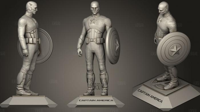 Captain America (Printer Friendly) stl model for CNC