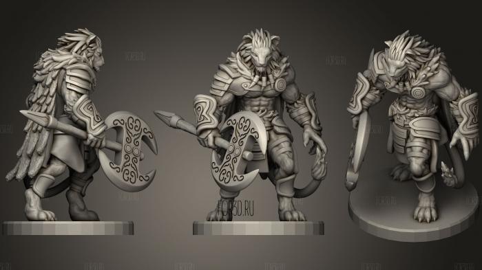 Lion Tabaxi Barbarian Miniature stl model for CNC