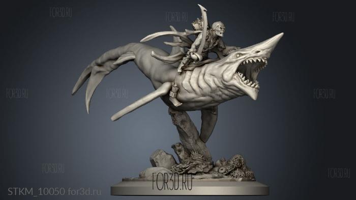 Pirates Curse the Dead Seas Troops Mounted Gold Fools on Shark Fool stl model for CNC