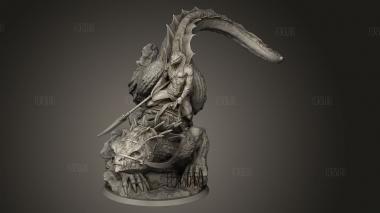 Гигантская ящерица верхом 3d stl модель для ЧПУ