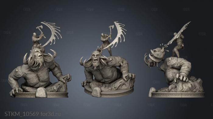 Kratos vs Troll God War Diorama horn stl model for CNC