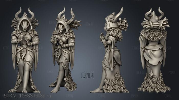 Dw Dark Forest Drunken Druid woman DF in mask stl model for CNC