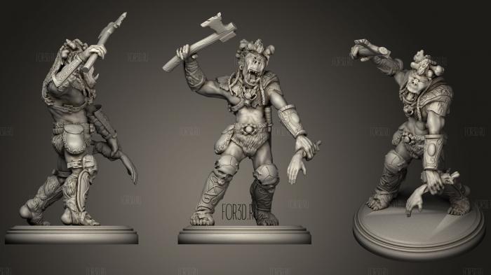 Orc Chief Attacking With Human Arm stl model for CNC