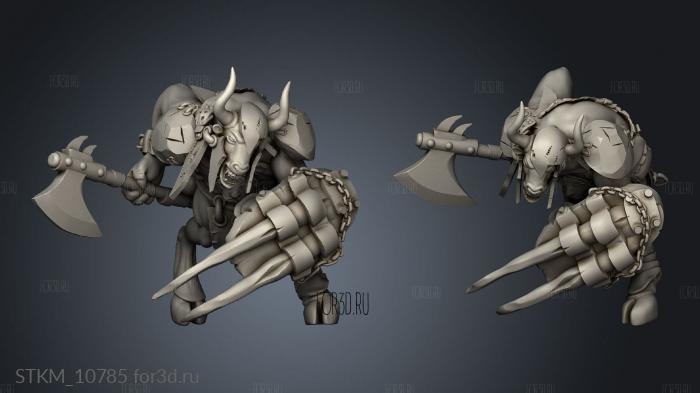 Fantasy Minotaur Male Axe and Shield stl model for CNC