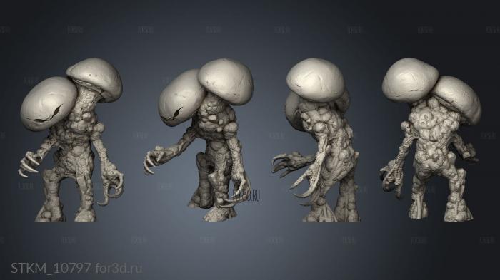 Nightmare Grotto Fungi Mushroom Men warriors stl model for CNC