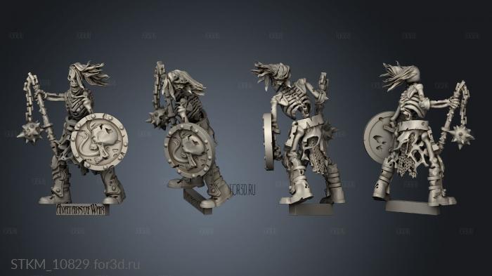 skeleton warrior shield flail stl model for CNC