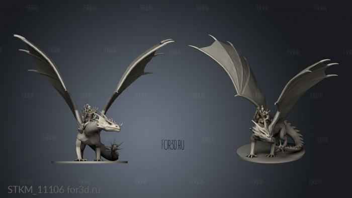 Horned Dragon andc Warchief Rider stl model for CNC