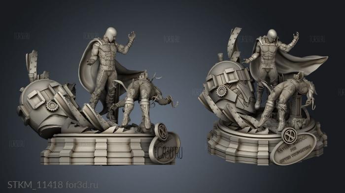 Magneto vs Wolverine ad stl model for CNC