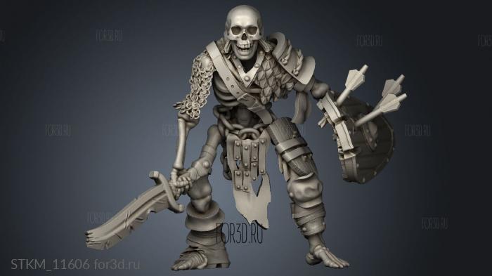 Across the Realms Skeleton Warriors sword and shield stl model for CNC