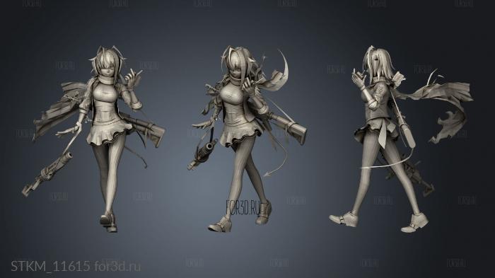 Arknights Sarkaz Mercenary and Azure Lane Laffey Roll Rigged stl model for CNC