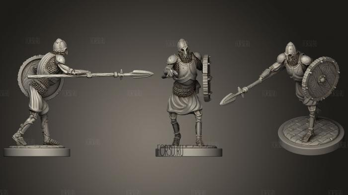 Skeleton Axe   Spear + Round Shield   Attack Pose