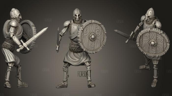 Skeleton Axe   Sword + Round Shield   Idle Pose