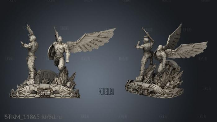 Diorama Winter Soldier Falcon Ref stl model for CNC