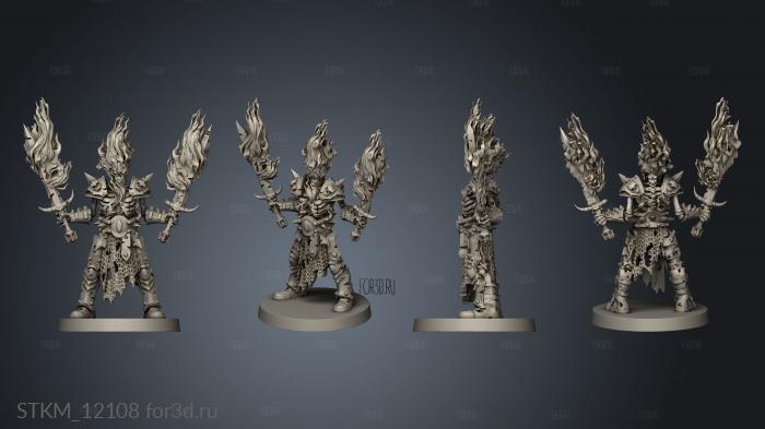 skeleton champion fire swords stl model for CNC