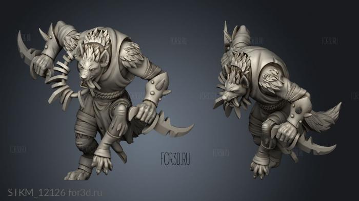 Bloodfields Shapeshifters Werehyena Sha Gnoll stl model for CNC