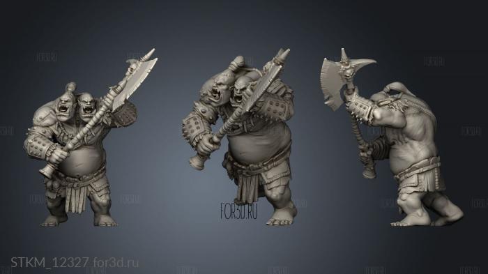 Burning Lands Ettin Tribe Axe Warrior stl model for CNC