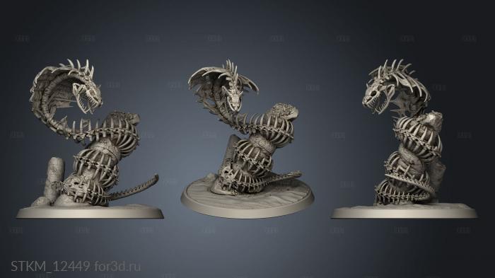 Buried Tomb Skeletal Snake stl model for CNC