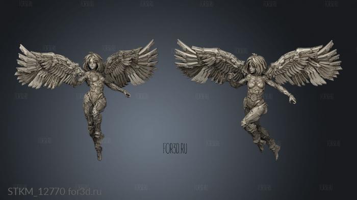 Cyborg Angel Diorama One Wings stl model for CNC