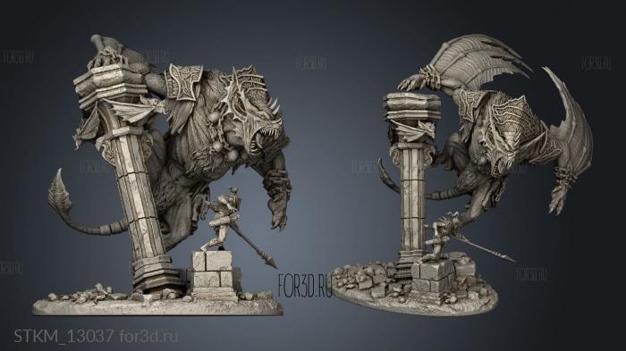 Dire Bat Riders stl model for CNC