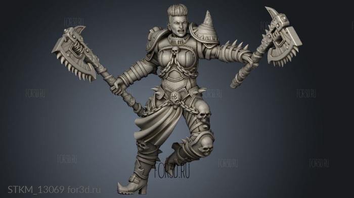 Female Chaos Khorne Berzerker Ragnarok Berserker Warrior stl model for CNC