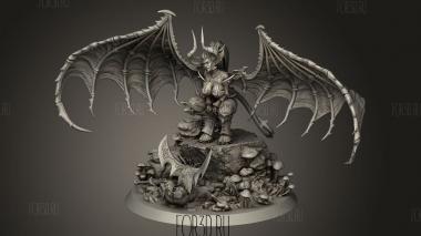 Дроу Великая Демоническая Валькирия Включает В себя Pinup 3d stl модель для ЧПУ