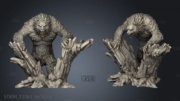 Monster Rampage Werebear Breaking Tree Stump stl model for CNC