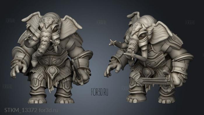 Elephant Warrior stl model for CNC