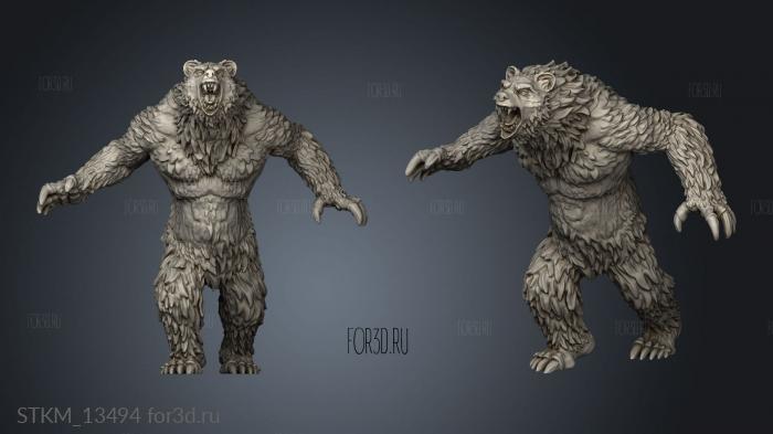 Monster Rampage Werebear Roaring stl model for CNC