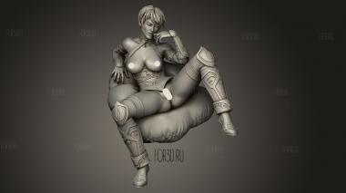 Злая Лин с обнаженными волосами 3d stl модель для ЧПУ
