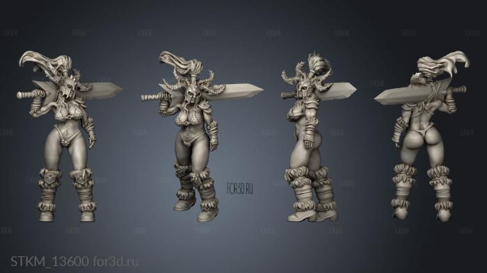 Fantasy Barbarian pinup 3d stl модель для ЧПУ