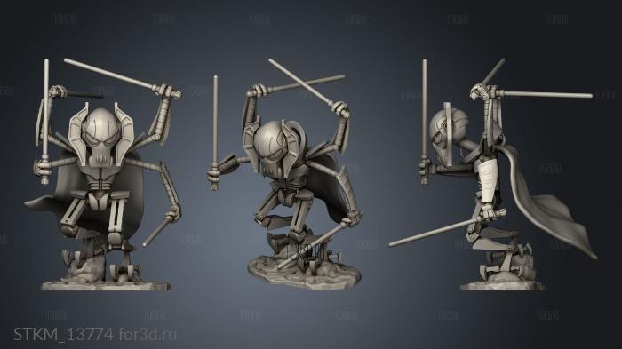 General Grievous Chibi Down stl model for CNC