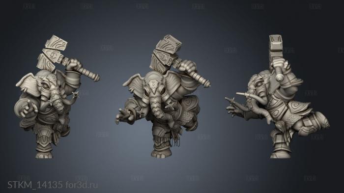 Hour Demons Elephant Folk Paladin Hammer stl model for CNC