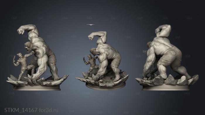 Hulk vs Wolverine Diorama stl model for CNC