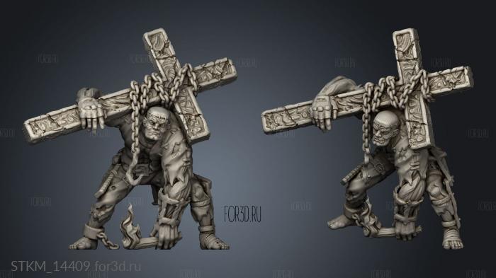 Monsters Zombie stone cross stl model for CNC