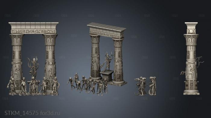 Mummies Seket and Columns Column stl model for CNC