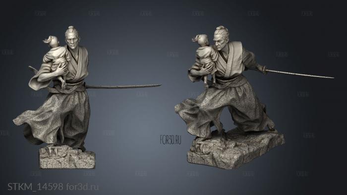 Lone Wolf Samurai Baby And Sword stl model for CNC