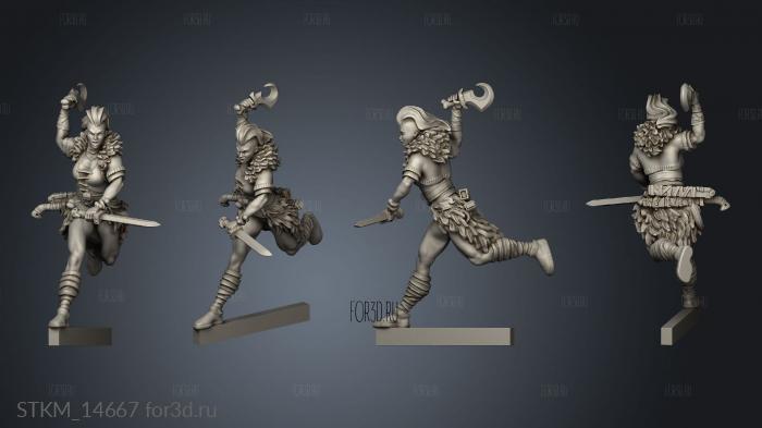 Melee Dan Kelly Adventurers Guild Female Barbarian stl model for CNC