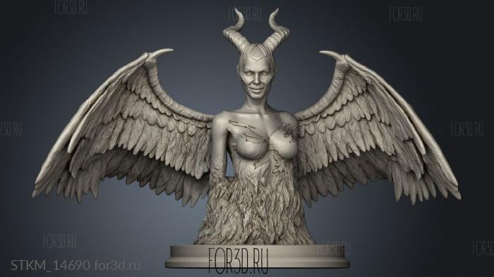 maleficent princess evil paulienet wrapped horns wing stl model for CNC