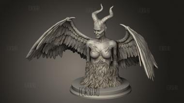 Малефисента принцесса зла полиенет обернула рога крылом 3d stl модель для ЧПУ