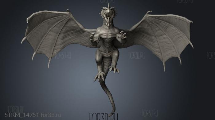 Red Dragon Wyrmling Flying pre stl model for CNC