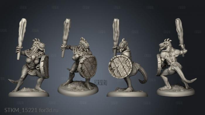 Mega age The Colossal Lizardfolk Female Club and Shield stl model for CNC