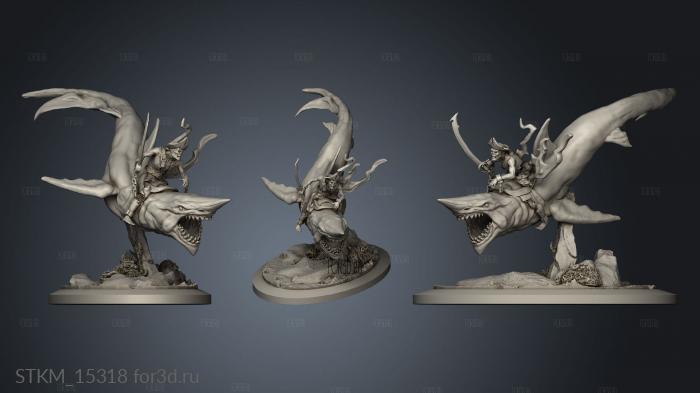 Pirates Curse the Dead Seas Troops Mounted Gold Fools on Shark Fool stl model for CNC