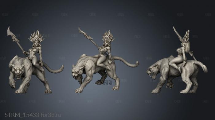 Princess on Panther Standing Standalone stl model for CNC