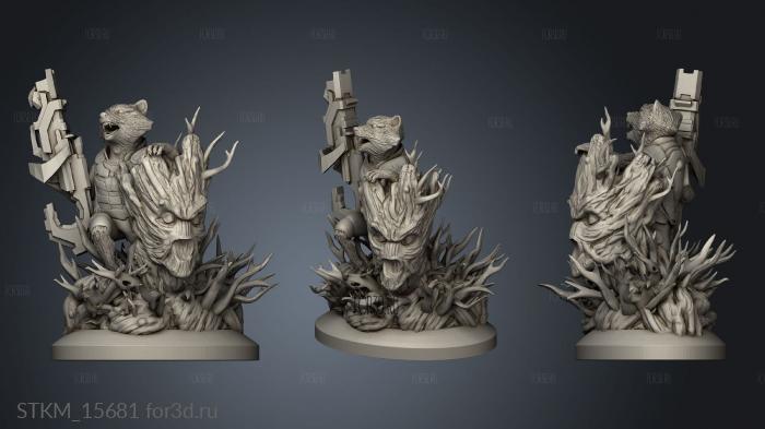 Rocket and Groot stl model for CNC