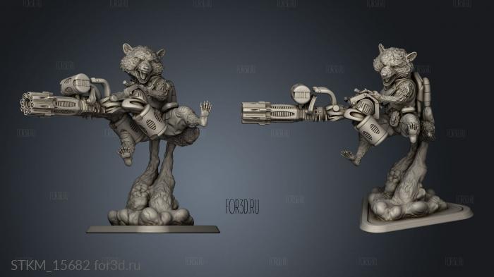 Rocket Raccoon Figurine Assembly stl model for CNC